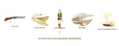Clare Brownlow Greetings Card - Excuses For Bad Shooting
